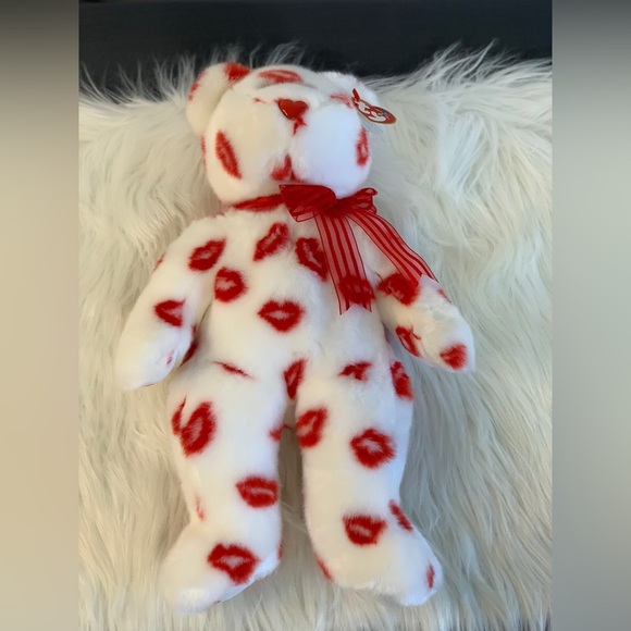 Ty (25) Beanie Buddy  White and Red Kiss Print “Smooch” - Picture 10 of 10